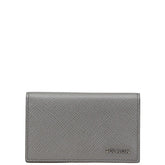 プラダ サフィアーノ カードケース グレー レザー レディース PRADA 【中古】